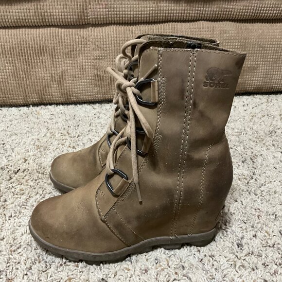 Sorel Womens Joan Of Arctic Wedge II Lace Up Boots Size 6 Elk Suede Waterproof C - Picture 8 of 15